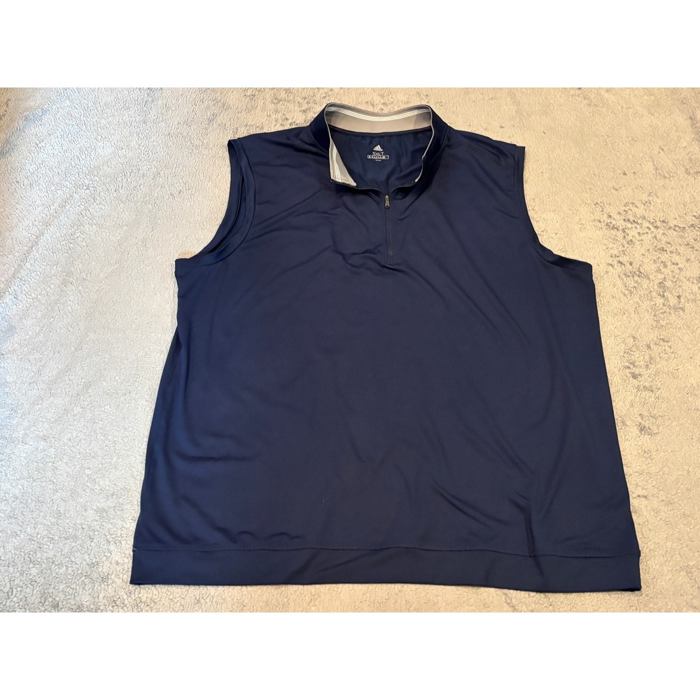 Adidas Mens 3XLT Navy Blue 1/4 Zip Golf Vest Sleeveless Pullover Performance